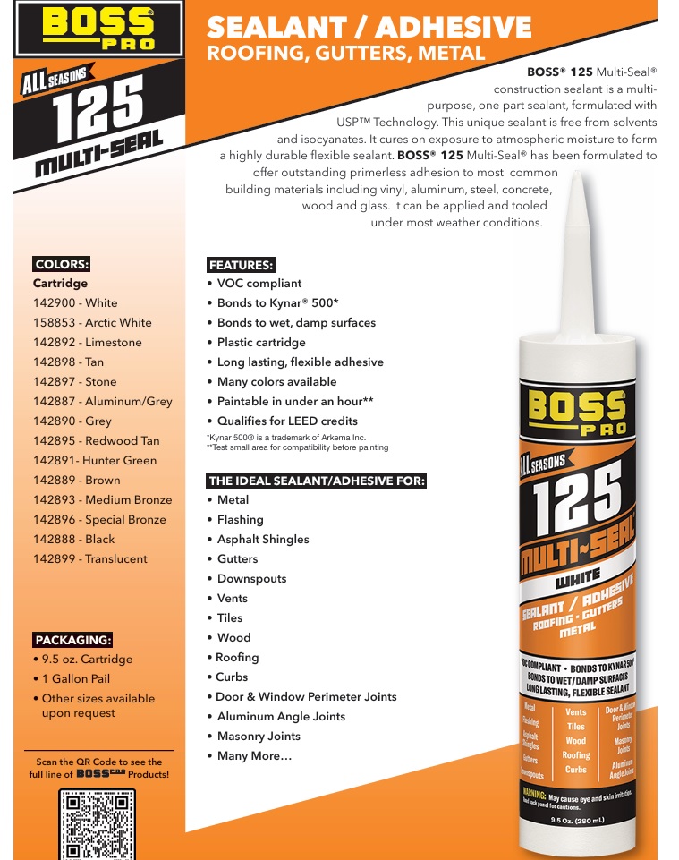 BOSS - 125 Multi-Seal Construction & Roofing Sealant 10-oz Tube - Image 7