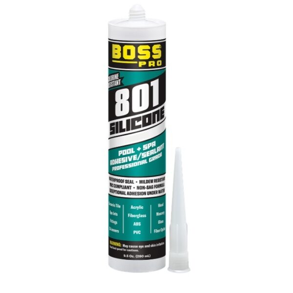 BOSS - 801 Pool & Spa Silicone Adhesive Sealant (CLEAR) 10-oz